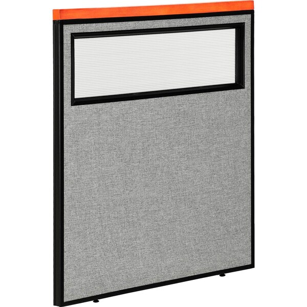 Interion By Global Industrial Interion Deluxe Office Partition Panel with Partial Window, 36-1/4inW x 43-1/2inH, Gray 694758WGY - main